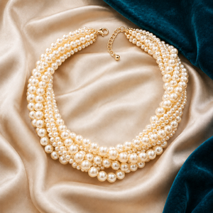 Collier ras du cou de mariage classique pour femme, en perles de culture multirangs de qualité AAAAA, rondes et blanches - Product Image 4