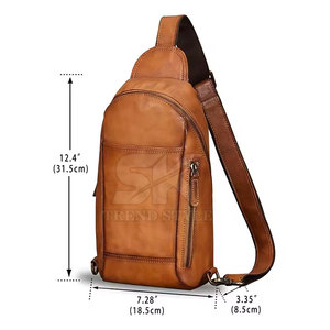 Genuine Leather <b>Sling</b> Backpack <b>Men</b> Multi-pocket <b>Bag</b> Chest Soft Genuine Leather Travel Crossbody <b>Bag</b> Leather Pakistan - Product Image 4