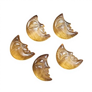 Piedras de luna de melocotón talladas a mano en forma de media luna, cristales brillantes de piedra de luna naranja, cuentas sueltas para la fabricación de colgantes y joyería al por mayor. - Product Image 1