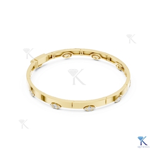 Lab Grown Diamond Marquise Station <b>Bangle</b> 14K <b>Solid</b> <b>Gold</b> Fine Unisex Luxury Minimalist Gift Jewelry - Product Image 5