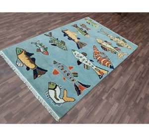 Tapis de prière moderne multicolore abstrait fait main, tissé en velours coupé, antidérapant avec envers en mousse, pour la maison et l'exercice, style élégant - Product Image 1
