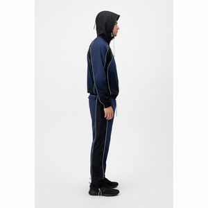 New Design Custom Men's Hooded Windbreaker <b>Set</b> Color Blocking Sporty Tracksuit Jacket And Pants Breathable Lightweight Autumn - Product Image 3