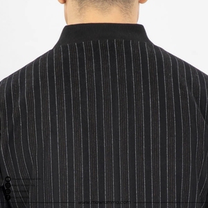 Blouson bomber rayé noir pour homme, fermeture éclair, col montant, polyester, coupe classique, pour l'automne, unisexe - Product Image 5