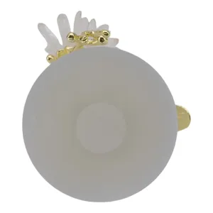 Handmade Decorative Metal Sculpture Stylish Home Accent for Contemporary Luxury HomesGolden Bird Sculpture with Vertical White - Product Image 3