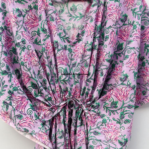 Kaftán de algodón estampado a mano al por mayor, kaftán de playa de algodón estampado, vestido de fiesta para mujer, vestido maxi de noche - Product Image 6