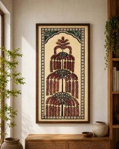 Handmade Traditional Wall Art <b>Frame</b> | Ethnic Floral <b>Painting</b> <b>for</b> Home Decor | Vintage Wooden Framed Artwork - Product Image 2