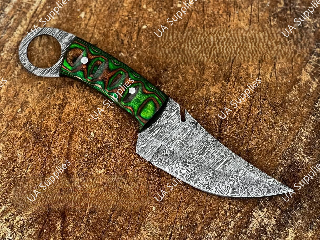 Acier de Damas et bois vert