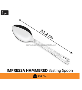 Cuchara para hilvanar de acero inoxidable 304 martillado pulido con espejo Cuchara de cocina de mango largo resistente al óxido para uso en cocina y comedor - Product Image 2