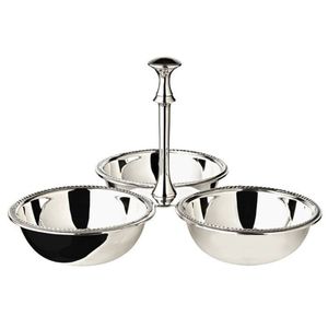 Support décoratif à 3 niveaux en métal argenté avec poignée, pour bonbons, desserts, chocolats, et plateaux de service pour mariage et noix - Product Image 1