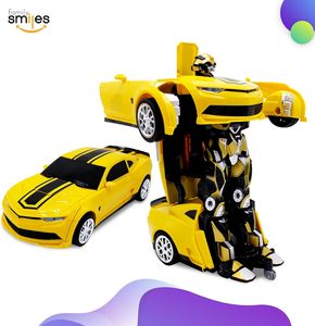 ของเล่นรถหุ่นยนต์ RC แบบแปลงร่างได้สำหรับเด็กพร้อมรีโมทคอนโทรล สีเหลือง - Product Image 5