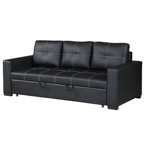 Divano Letto Convertibile in Ecopelle Nera - Product Image 2