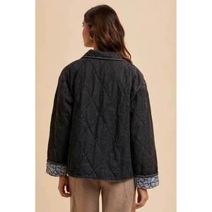 Chaqueta vaquera acolchada con forro estampado de Annie Wear para mujer - Product Image 4