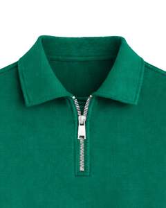 Sudadera Corta Personalizada Verde Esmeralda para Mujer con Cierre de Cremallera, Estilo Casual, con Cordón Ajustable en el Bajo, de Felpa Suave, Algodón y Poliéster - Product Image 4