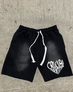 Factory Wholesale Customised 6XL Men's Acid <b>Wash</b> Sweat Shorts 100% Cotton Thick Fleece 320gsm Mid Waist Casual Style Pattern - Product Image 2