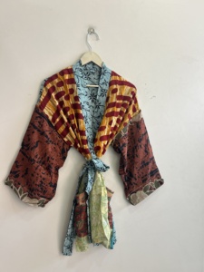 Indian Vintage Women Crepe Silk <b>Kimono</b> Robe Short Lounge Wear <b>Beach</b> Cover Up Gift For Her - Product Image 5