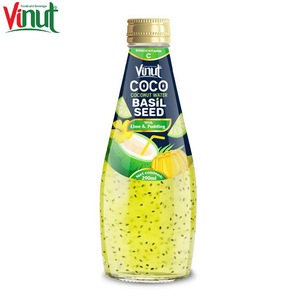 Botella de vidrio de 290ml Agua de coco con Lima y pudín Bajo en grasa Bueno para la salud Servicio OEM para jugo de frutas y verduras de Vietnam - Product Image 1