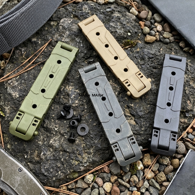 Universal EDC Tactical Belt Clip & Buckle for Knife Sheaths, Gear & Tools - Heavy Duty Black Attachment with Hardware