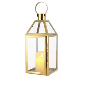 New Decorative Magnificent Christmas Stylish Metal & Glass <b>Lantern</b> for Home Decoration Handmade in Shiny <b>Gold</b> Finished - Product Image 1