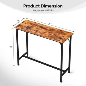Tavolo da Bar Marrone da 43 Pollici con Piano in MDF Resistente e Struttura in Metallo, Capacità 95 kg, Altezza da Pub per Cucina/Bar, Ideale per Feste - Product Image 2