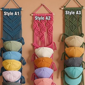 JNC Support mural réglable à 7 couches pour chapeaux et casquettes, style bohème en macramé, organisateur multi-niveaux pour casquettes de baseball, décoration de présentation, quatre - Product Image 4