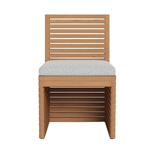 Chaise de salle à manger Wildon en bois de teck massif avec sièges rembourrés en mousse pour finition naturelle intérieure ou extérieure - Product Image 1