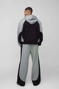 เสื้อฮู้ดดี้ผู้ชายทรงโอเวอร์ไซส์ คุณภาพสูง ลายพิมพ์บล็อกสีสันสดใส ซิปหน้า ผ้าคอตตอนผสม รับผลิตตามสั่ง ขายส่ง - Product Image 4