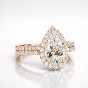 Bague de fiançailles CaratIndia en diamant de laboratoire taille ovale, ensemble de luxe plaqué or rose, pierres précieuses de haute qualité, halo, pour mariage et fête - Product Image 4