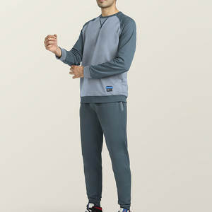 Ensemble de survêtement polaire d'hiver pour homme 100 % coton, couleur unie, chaud, délavé à l'acide, streetwear, respirant, séchage rapide - Product Image 1