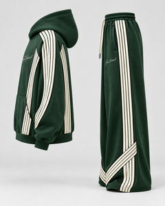 Conjunto Deportivo Sam Tactical con Sudadera Verde a Rayas, Unisex, Estilo Urbano, Pantalones con Cordón Ajustable, Corte Holgado, Otoño, OEM para Adultos - Product Image 4