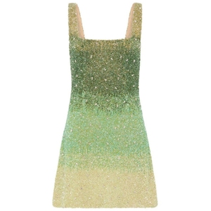 Dark <b>Red</b> <b>Beaded</b> Embroidery Mini Dress Sleeveless Fabric Party Wear Women Evening Bodycon Slit Outfit Apparel Cocktail Clothing - Product Image 6