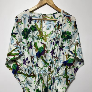 Vestido Kaftan Casual de Verano sin Mangas con Estampado Floral Tropical Digital, de Algodón, para Mujer, Islas del Pacífico Asiático, Disponible - Product Image 1