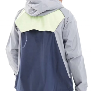 Veste coupe-vent à capuche pour homme, style sportif, en polyester et nylon, avec fermeture éclair, color block, pour l'automne - Product Image 2