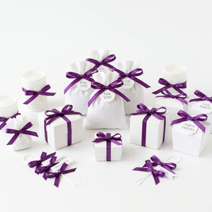 Ruban satin violet simple face 6 mm, lot de 20 rouleaux de 8 m, idéal pour les tiges florales, les boîtes à bijoux, les cadeaux de fête et les accessoires pour cheveux - Product Image 1