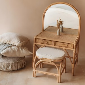 Modern rattan dressing table and stool set with <b>mirror</b> home decor furniture wicker dressing tables - Product Image 3