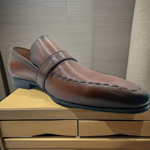 High Quality Customized Genuine <b>Leather</b> Men Shoes Slip-on Casual Shoes for Men Custom Logo Stylish Dress Shoes OEM Loafers Brown - Product Image 5