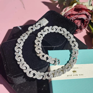 Iced 15mm Simulated Diamond Infinity Link Hip Hop Baguette Moissanite <b>Necklace</b> Personalized Size <b>Women</b> <b>Sterling</b> <b>Silver</b> Jewelry - Product Image 4