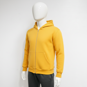 Sweat à capuche zippé personnalisé avec logo, 100 % coton épais, coupe ample et courte, épaules tombantes, pour hommes - Product Image 2