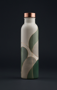 Botella de Cobre Puro con Recubrimiento de Esmalte y Diseño de Logotipo Personalizado, Base de Crema, Patrón Moderno de Bloques de Color, Bebida Ayurvédica para el Bienestar y Deportes - Product Image 5