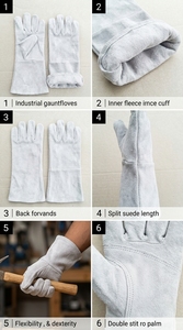 High Temperature Resistant <b>Leather</b> Welding Gloves with Extended <b>Cuff</b> - Product Image 6