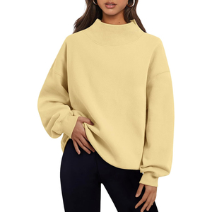 Women's Oversized <b>Stand</b> Collar Sweatshirt Customized Colors Printed <b>Drop</b> Shoulder Knitted Polyester/Cotton Winter Autumn Wear - Product Image 5