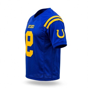 Jersey Deportivo Azul y Dorado Más Vendido, Manga Corta, Cuello en V, Uniforme de Fútbol, Ropa Deportiva, Jersey Personalizado para Juego - Product Image 6