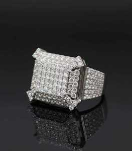 <b>Men</b>’s Luxury 925 Sterling <b>Silver</b> 10K 14K Gold Finish Diamond Hip Hop Iced Out Square <b>Ring</b> Statement <b>Ring</b> for Party Street Style - Product Image 4
