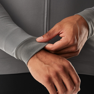 Maillot de cyclisme pour homme, manches longues, polaire thermique isolé, respirant, coupe ajustée, col rond, haut de studio, séchage rapide, durable - Product Image 5