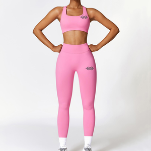 Conjunto Deportivo de 2 Piezas para Mujer, Ropa Deportiva al por Mayor, Traje de Gimnasio para Chicas, Conjunto de Top Deportivo y Leggings para Yoga y Fitness - Product Image 1