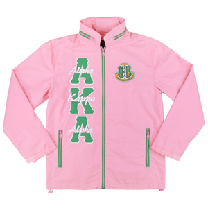 AKA เสื้อแจ็คเก็ตกันลมสีชมพูซิปขึ้นเสื้อโค้ทน้ำหนักเบาแฟชั่นผู้หญิงเสื้อแจ๊กเก็ตสตรีทแวร์ลำลองมีสไตล์แจ็คเก็ต - Product Image 1