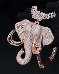 Luxury <b>Elephant</b> Head Moissanite Pendant Necklace Iced Out Rose Gold Hip Hop Statement Chain High Shine Jewelry <b>Gift</b> - Product Image 1