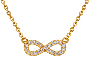 Colgante Infinito de Oro con Diamantes Redondos y Cadena, Elegante Collar de Joyería Fina - Product Image 1