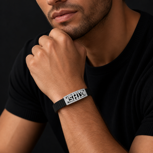 Shiv Letter <b>Charm</b> <b>Bracelet</b> Black Link <b>Silver</b> Plated Crystal Rhinestone Unisex Hiphop Style Fashion Jewelry - Product Image 4