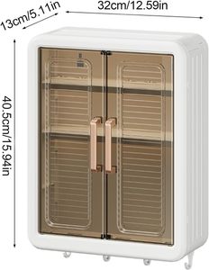 Organisateur de rangement auto-adhésif à 3 niveaux avec portes, sans perçage, étagère gain de place pour articles de toilette, soins de la peau, cosmétiques, essentiels de bain - Product Image 2