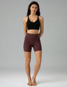 Shorts cyclistes taille haute pour femme, couleur unie, tricoté extensible, tenue de sport, coupe sportive, taille élastique, sans couture - Product Image 1